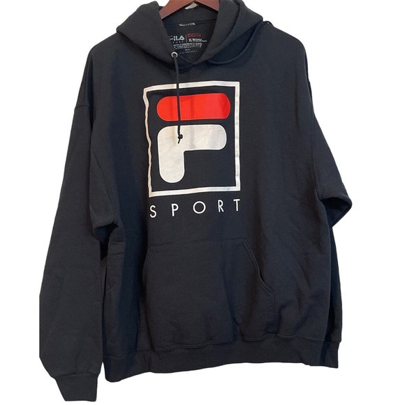 Mens FILA Sport Black Spell Out Logo Hoodie Sweatshirt  X-Large/ See Desc - Picture 1 of 7
